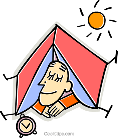 Person Sleeping In A Tent Royalty Free Vector Clip - Übernachten Clipart (413x480), Png Download