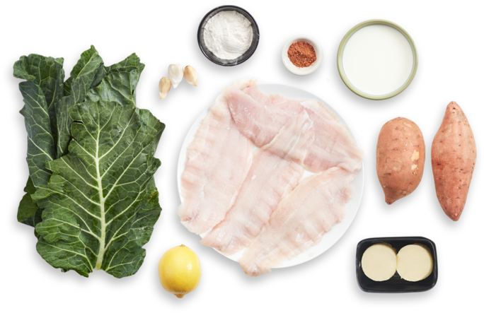 Blackened Cajun Catfish With Sweet Potato & Collard - Blackening (700x477), Png Download