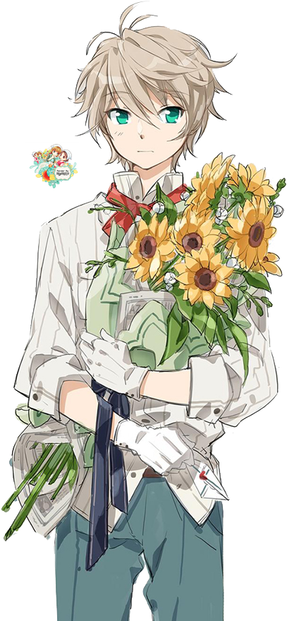 Download Sad Anime, Cute Anime Boy, Manga Anime, Anime Boys, - Anime Boys  With Flowers PNG Image with No Background 