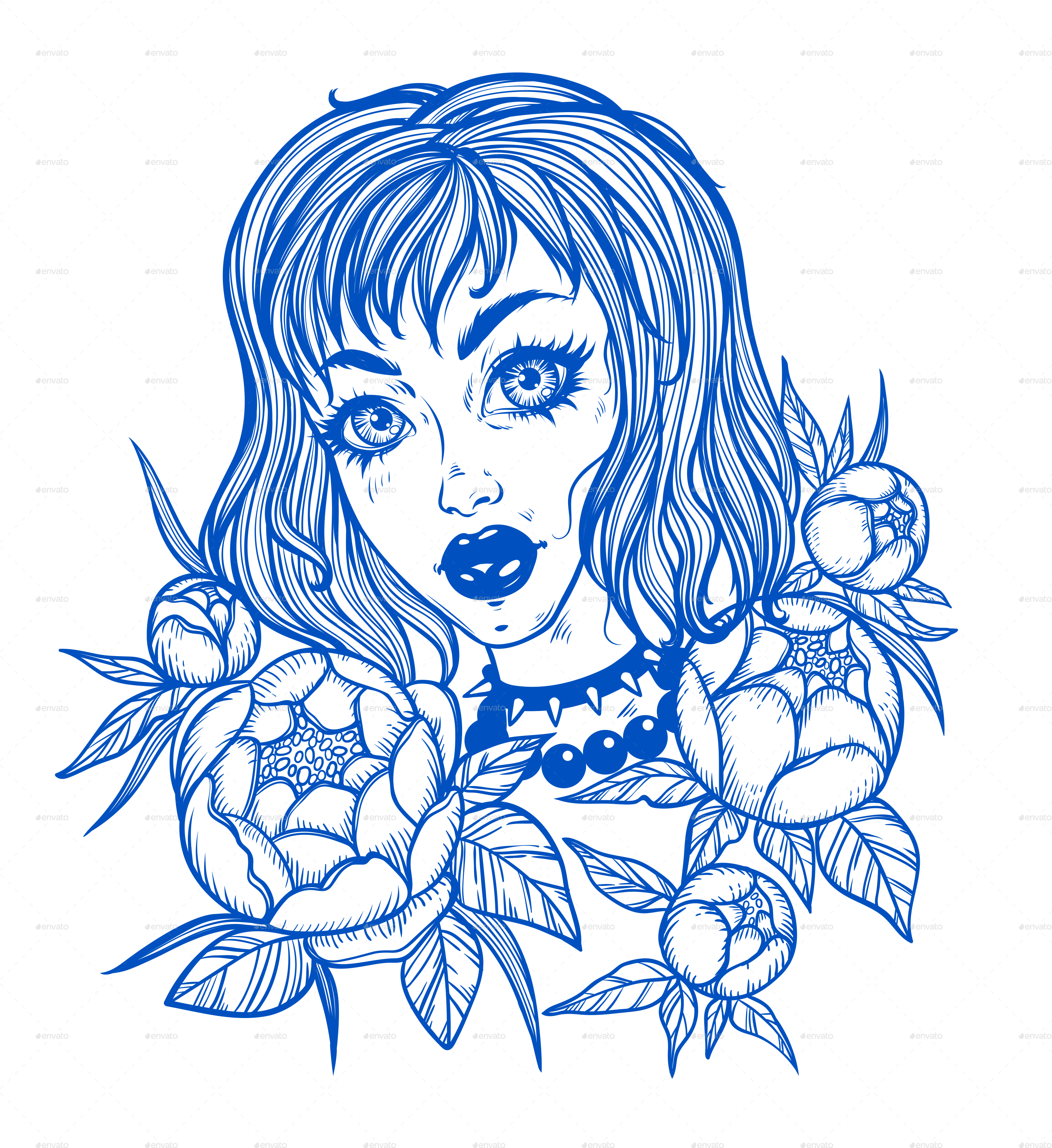 Anime Girl In Flowers - Illustration (2900x3166), Png Download