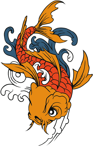 Download Fish Tattoos Png Png Images - 3drose Llc 8 X 8 X 0.25 Inches A Orange And Red Oriental (394x600), Png Download