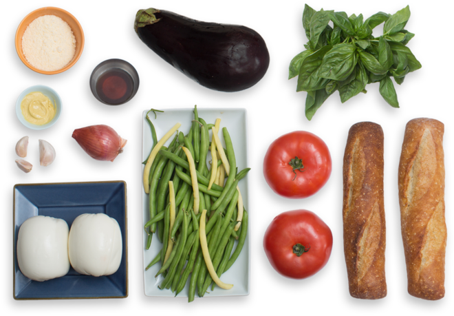 Eggplant French Bread Pizzas With Fresh Mozzarella - Bean Salad (700x477), Png Download