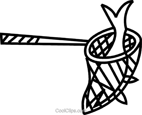Fishing Net Royalty Free Vector Clip Art Illustration - Fish In A Net Cartoon (480x388), Png Download