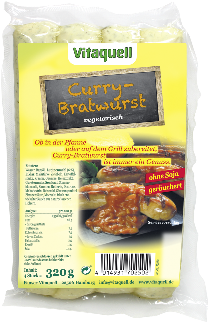 Vitaquell Curry Bratwurst - Bratwurst (752x1100), Png Download