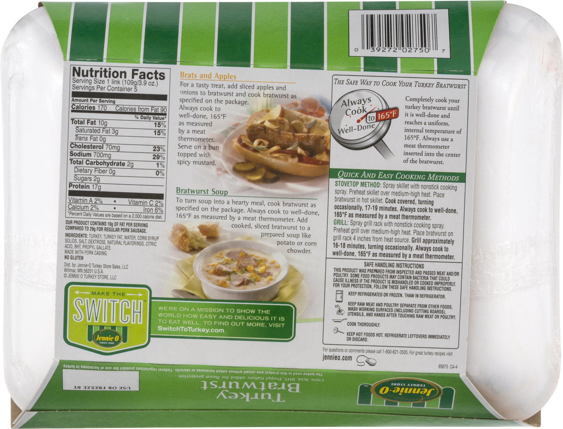 Download Jennieo Lean Sweet Italian Turkey Sausage 19.5 Oz. PNG Image