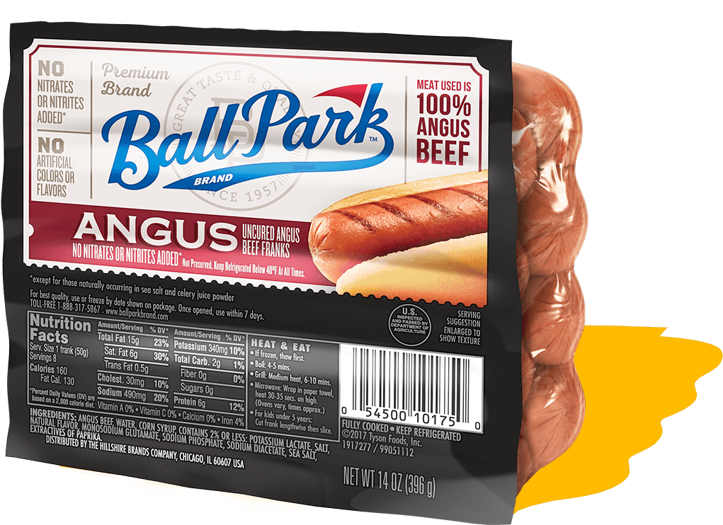 Ball Park Angus Beef Hot Dogs - Ball Park Uncured Beef Franks (1020x800), Png Download