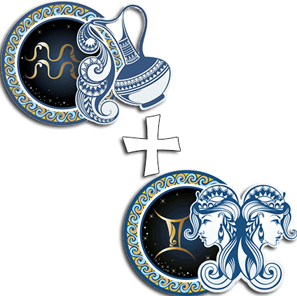 Aquarius Woman And Gemini Man Compatibility - Gemini Zodiac Sign Logo Design (424x422), Png Download