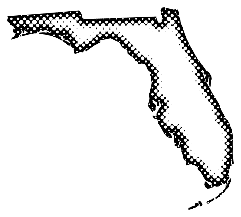 A Map Of Florida With Dots Reversed Out Of A Black - Florida Trump (768x692), Png Download