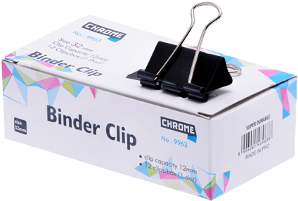 Chrome 9964 - Black Metal Binder Clips 25mm (set Of (492x392), Png Download