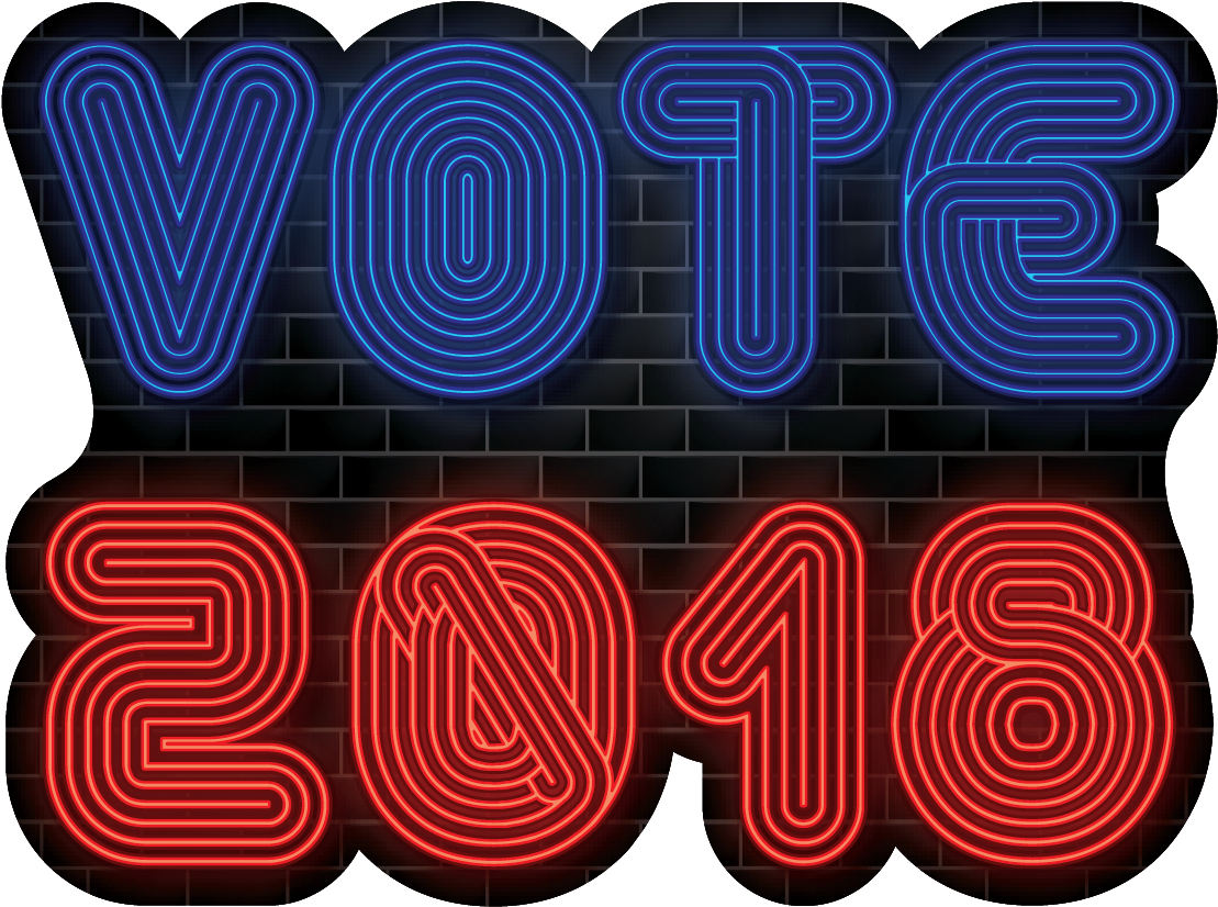 Vote 2018 Neon Sign - November 6th Election Day 2018 (1151x861), Png Download