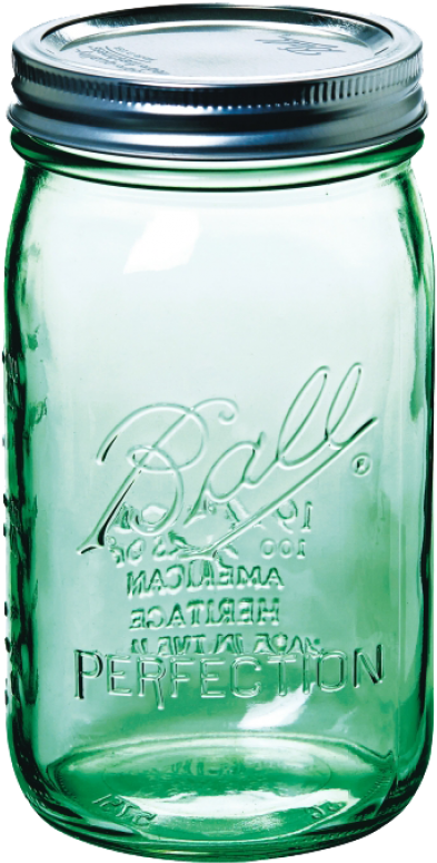 6 X Quart Green Wide Mouth Ball Mason Jars And Lid - 1 X Us Quart 946ml Ball Mason Heritage Collection Green (800x800), Png Download