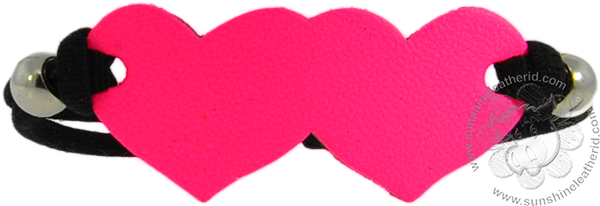 Heart Elastic-neon Pink/black - Construction Paper (600x206), Png Download
