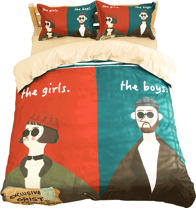 Love Uncle Stitching He And She Couple Bedding - Bed Sheet (800x800), Png Download