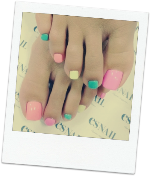Pastel Coloured Pedicure, Mahogany Salon And Spa Ottawa - Paznokcie U Nóg 2018 (509x593), Png Download