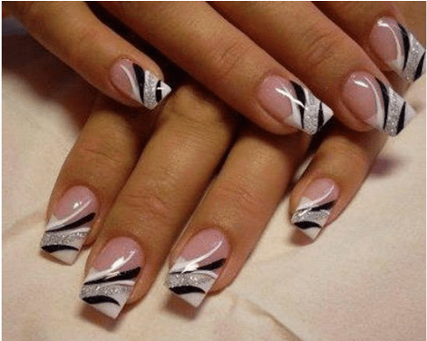 Manicure Basic Nail Care Includes Soaking, Cleaning, - Black And White Wedding Nail Designs (600x375), Png Download