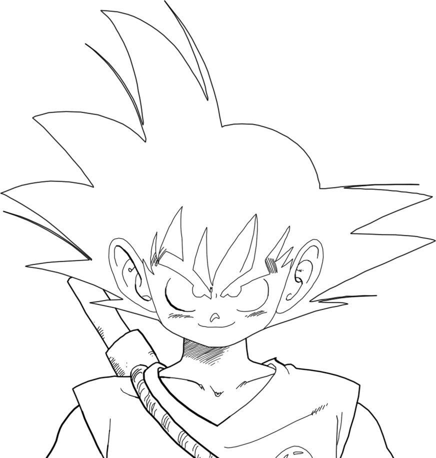 Kid Goku Face By Riddickdj - Drawing (872x916), Png Download