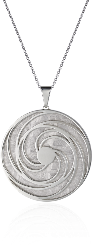 Meteorite Crop Circle Swirl Pendant In Silver - Locket (1000x1000), Png Download