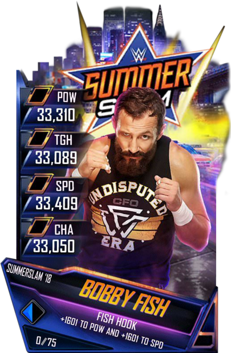 Bobbyfish S5 23 Neon Supercard Bobbyfish S5 24 Shattered - Wwe Supercard Summerslam 18 (733x1158), Png Download