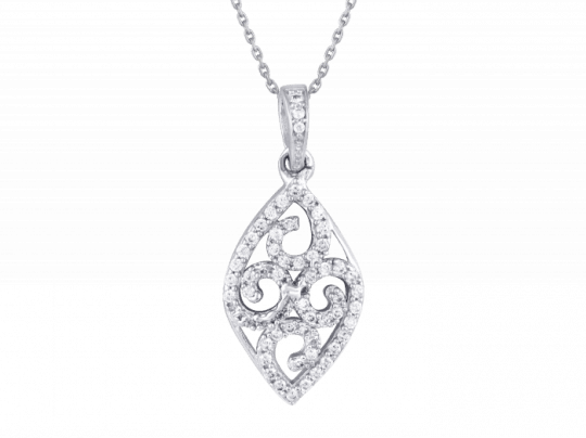 Delicate Swirls Silver Pendant - Giantti Silver Diamond Women's Heart Pendant Necklaces (540x404), Png Download