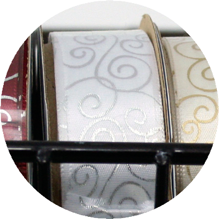 Swirl Pattern Ribbon Silver/white - Home Door (750x750), Png Download