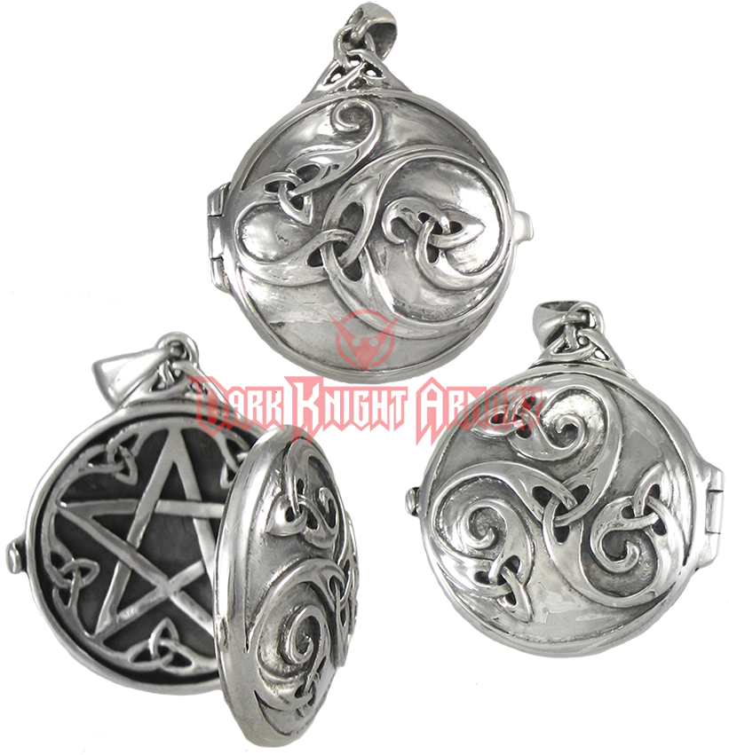 Silver Celtic Swirl Locket With Hidden Pentacle - Sterling Silver Celtic Knotwork Swirl Locket (850x850), Png Download