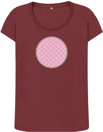 Red Wine Mermaid Scales Fitted Tee, Pink - Polka Dot (640x674), Png Download