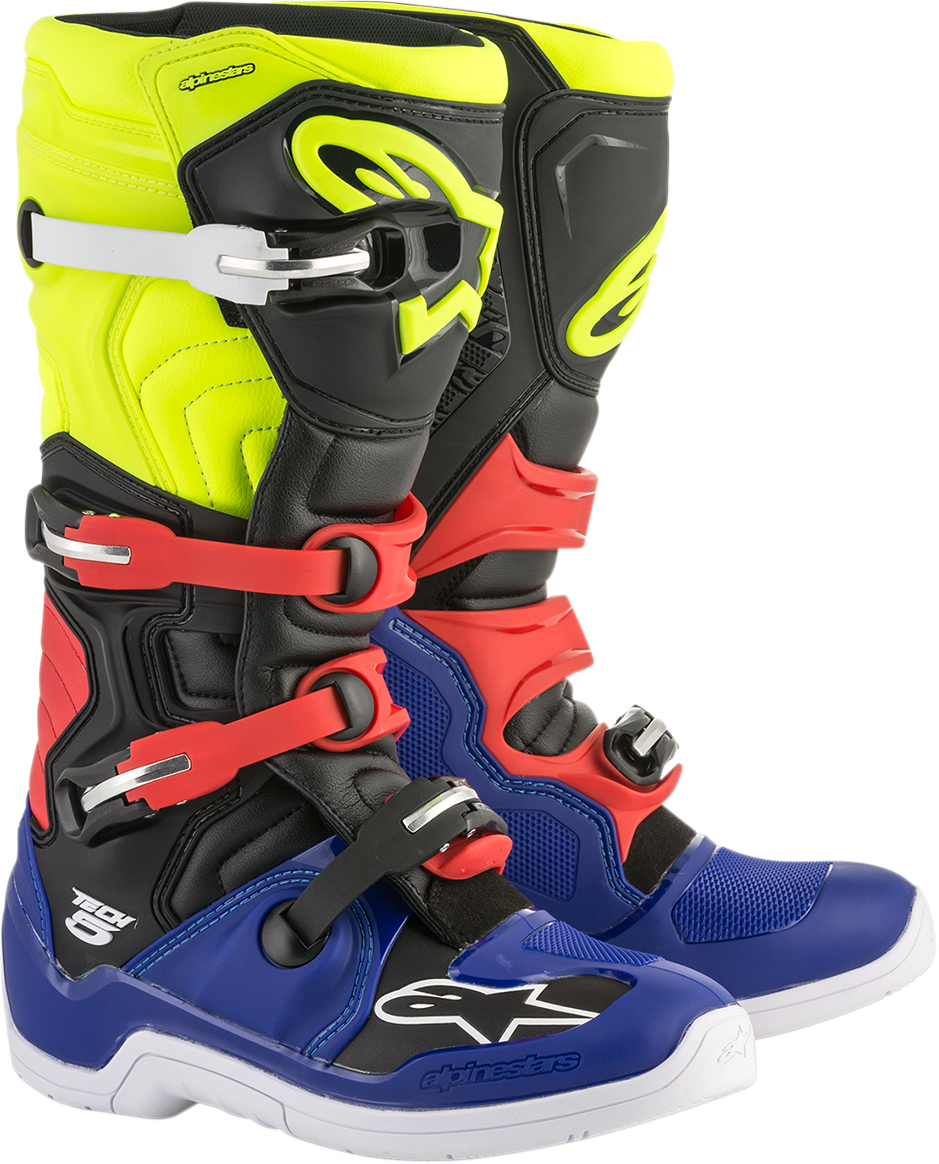 Mens Alpinestars Black Blue Red Yellow Tech 5 Off Road - Tech 5 Alpinestars (939x1164), Png Download