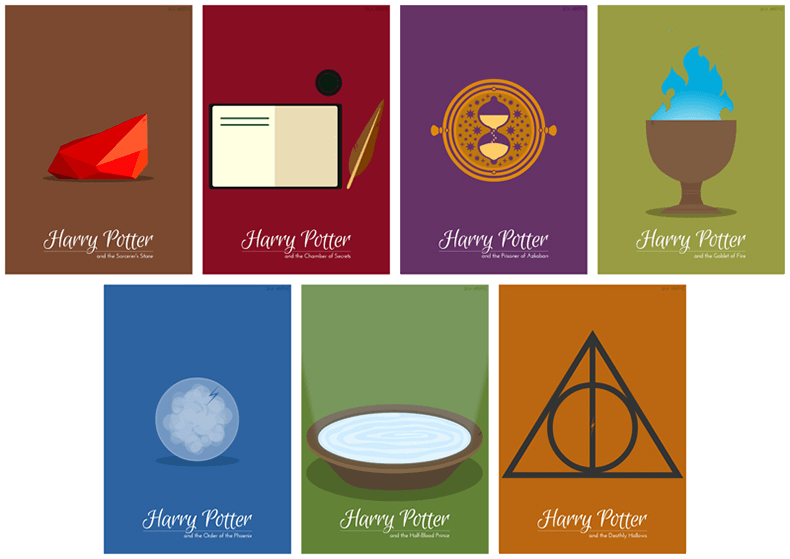 Harry Potter Minimalist Illustration Set Jeca Martinez - Alternative Harry Potter Covers (790x559), Png Download