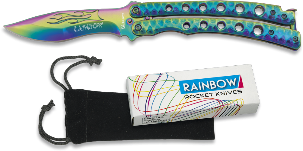 Butterfly Pocket Knife Rainbow 10 Cm - Navajas Rainbow (1140x685), Png Download