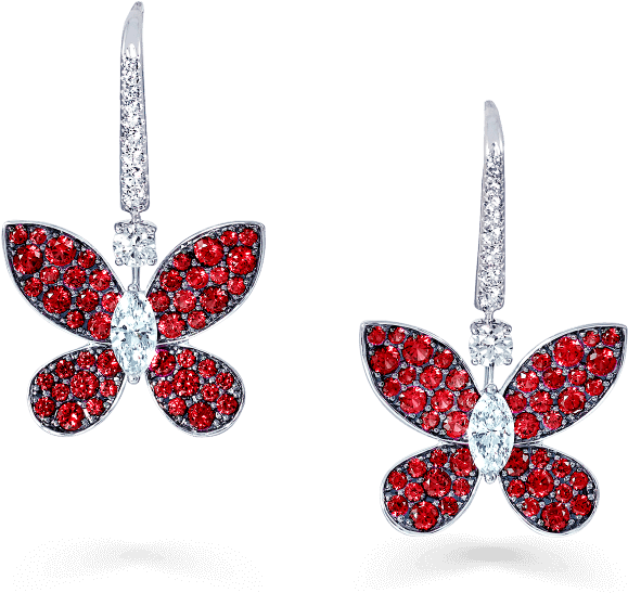 A Pair Of Graff Pavé Butterfly Drop Earrings Pave Set - Graff Diamonds (1000x1000), Png Download