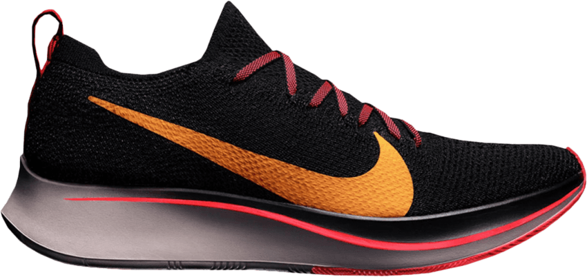 Zoom Fly Flyknit 'black Flash Crimson' - Ar4561 068 (850x402), Png Download