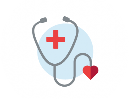 Drawing Of A Stethoscope With A Red Cross On A Blue - Heart Nursing Drawing (530x374), Png Download