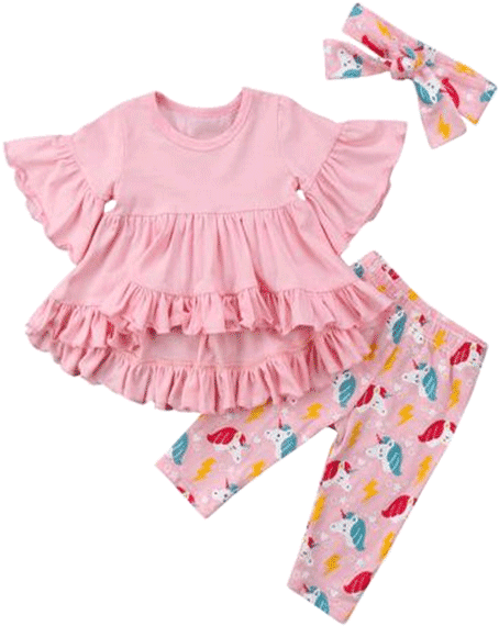 Petite Bello Clothing Set 6-12 Months Pink Unicorn - Kids Clothes Girl (600x600), Png Download
