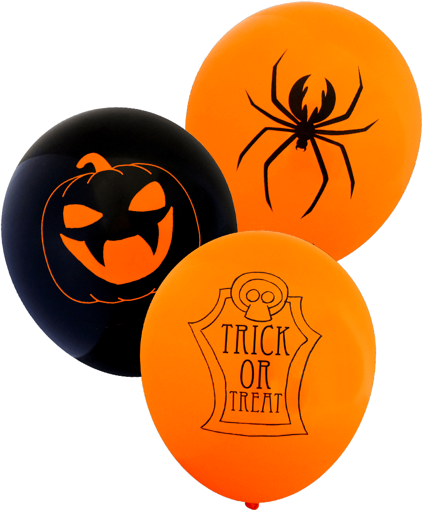 Assorted Halloween Balloons - Png Orange And Black Balloons (876x1152), Png Download
