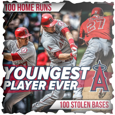 Mike Trout Became The Youngest Player Ever To Hit 100 - Mike Trout (383x383), Png Download