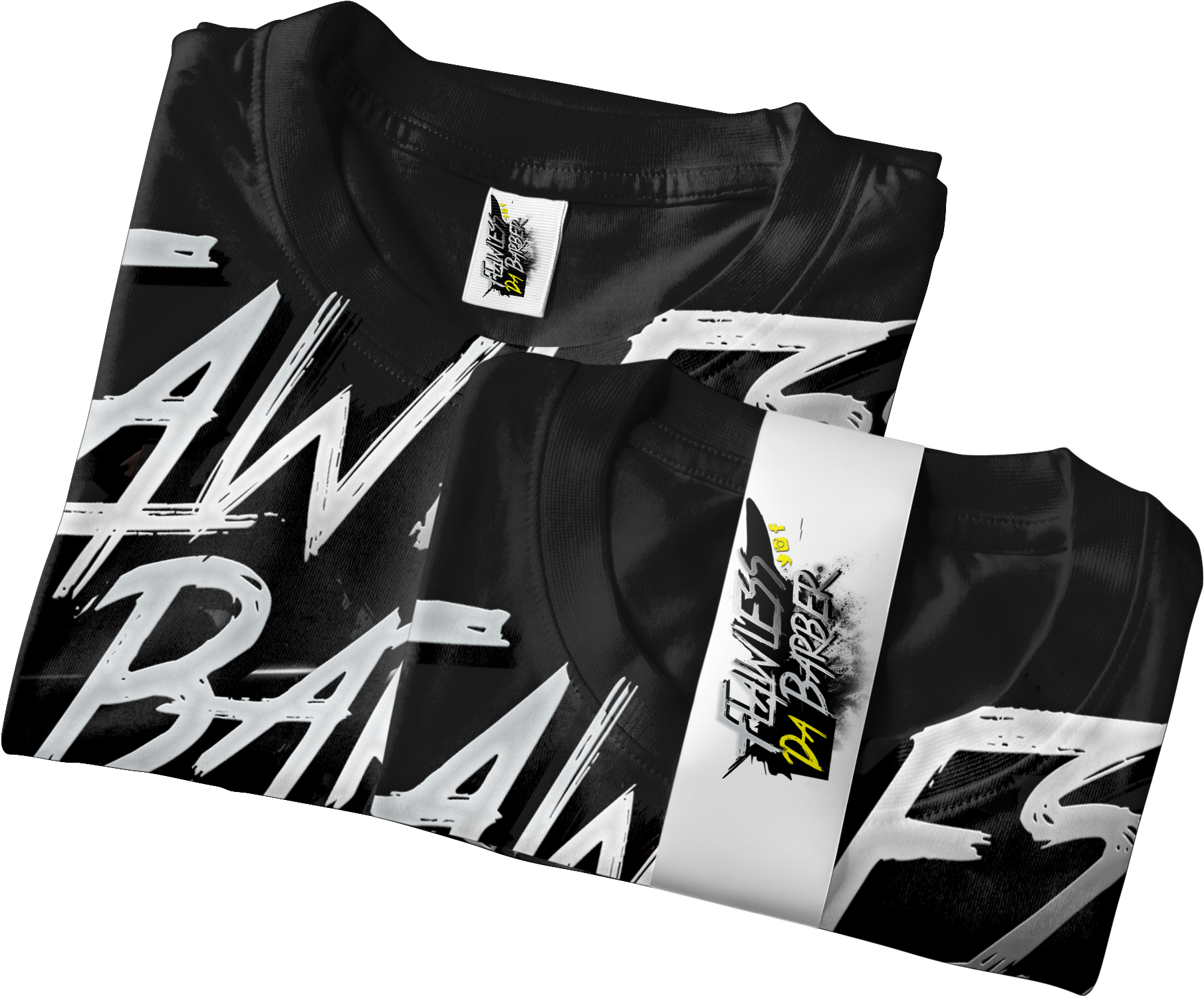 09 T Shirt Mock Up 2 Front Folded & Paper Band Perspective - Vest (3000x2008), Png Download