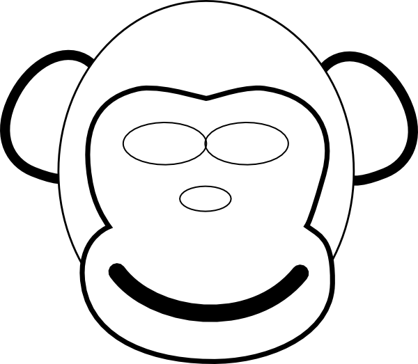 How To Set Use Monkey Face Clipart - Monkey Black White Vector (600x523), Png Download