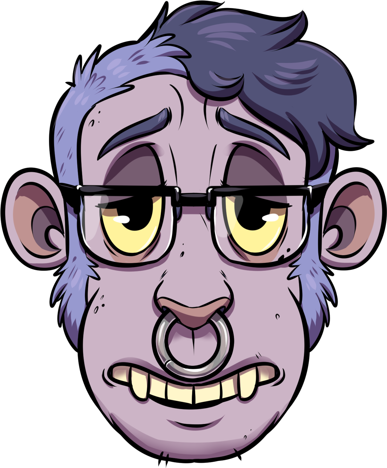 Monkey Face - Cartoon (1304x1598), Png Download