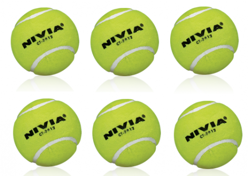 Nivia Cricket Tennis Ball Light Weight Set Of 6 Balls - Heavy Tennis Cricket Ball - Yellow (500x500), Png Download