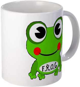 Cute Cartoon Frog Fully Rely On God F - Cute Cartoon Frog Fully Rely On God F.r.o.g. Mug (350x350), Png Download