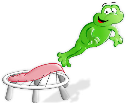 Frog On A Trampoline (415x338), Png Download
