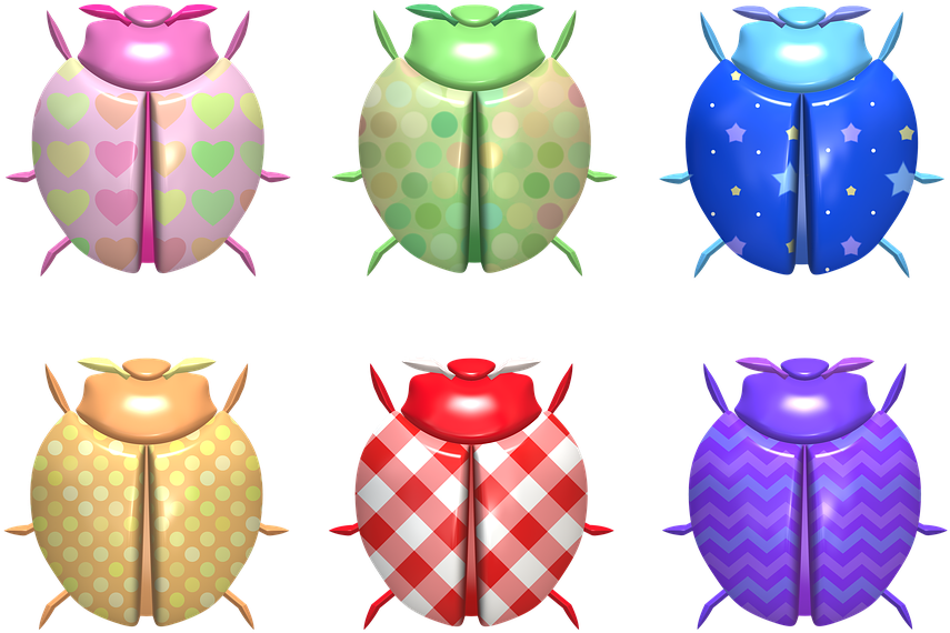 Ladybug, Insect, Bug, Cute, Pattern, Textile, Gingham - Pick A Pattern Beetles Round Ornament (960x675), Png Download