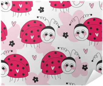 Seamless Cute Ladybug Pattern Vector Illustration Poster - Vector Graphics (400x400), Png Download
