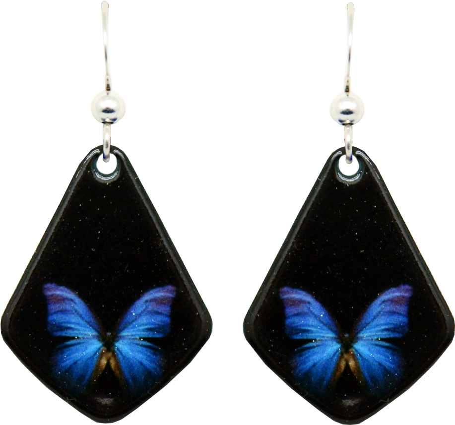 Iridescent Butterfly - Boucles D'oreilles Au Cabochon Vintage Aux Papillons (1000x1000), Png Download