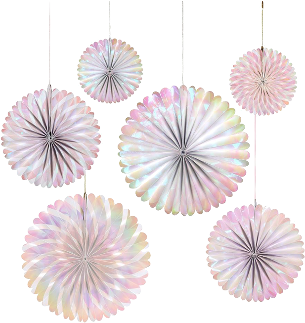 Iridescent Fans - Meri Meri Iridescent Pinwheel Party Decorations Set (703x691), Png Download