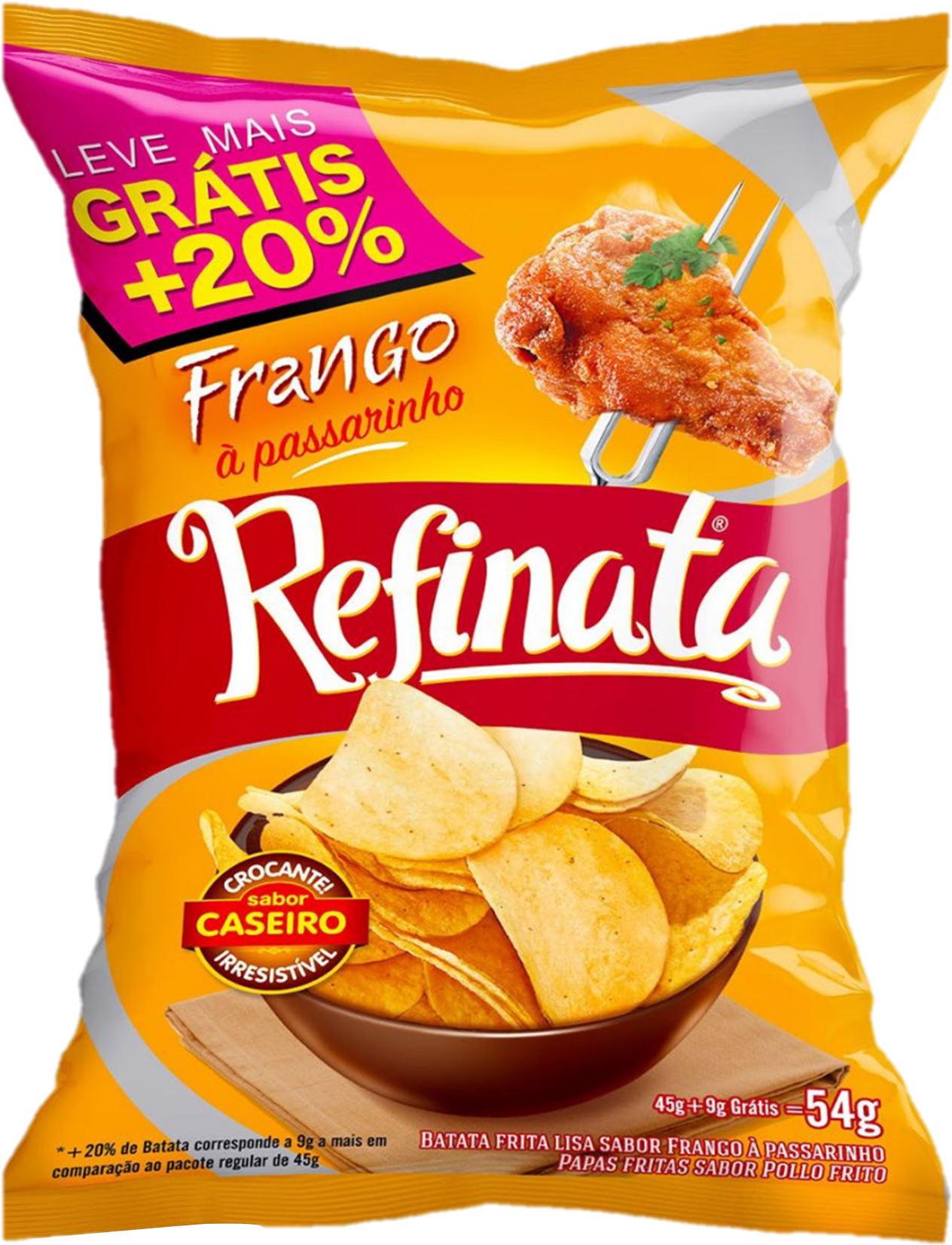 Batata Lisa Refinata Sabor Frango A Passarinho - Batata Refinata (1275x1659), Png Download