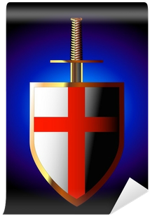 Golden Shield And Sword Of Saint George Wall Mural - Gold (400x400), Png Download