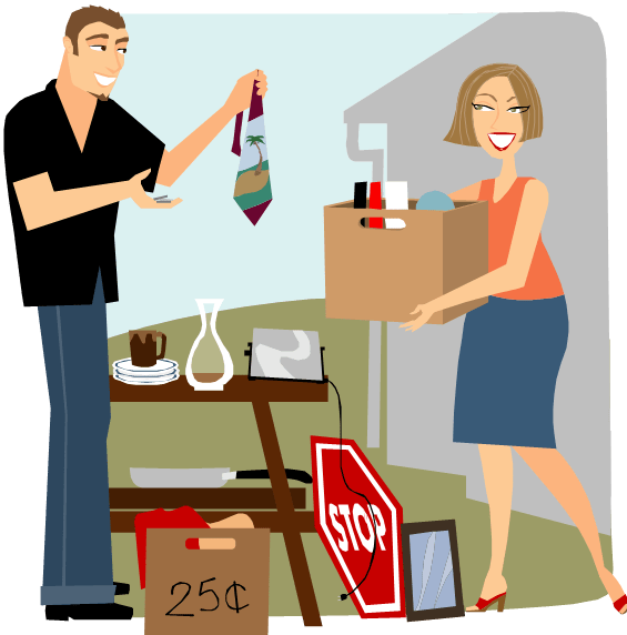 Space Management - Garage Sell (565x572), Png Download