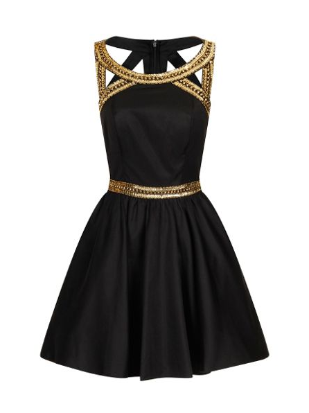 Chi Chi London Gold Sequinned Party Dress - Womens Ladies Mid Stiletto Pointed Toe High Heels Party (1087x595), Png Download