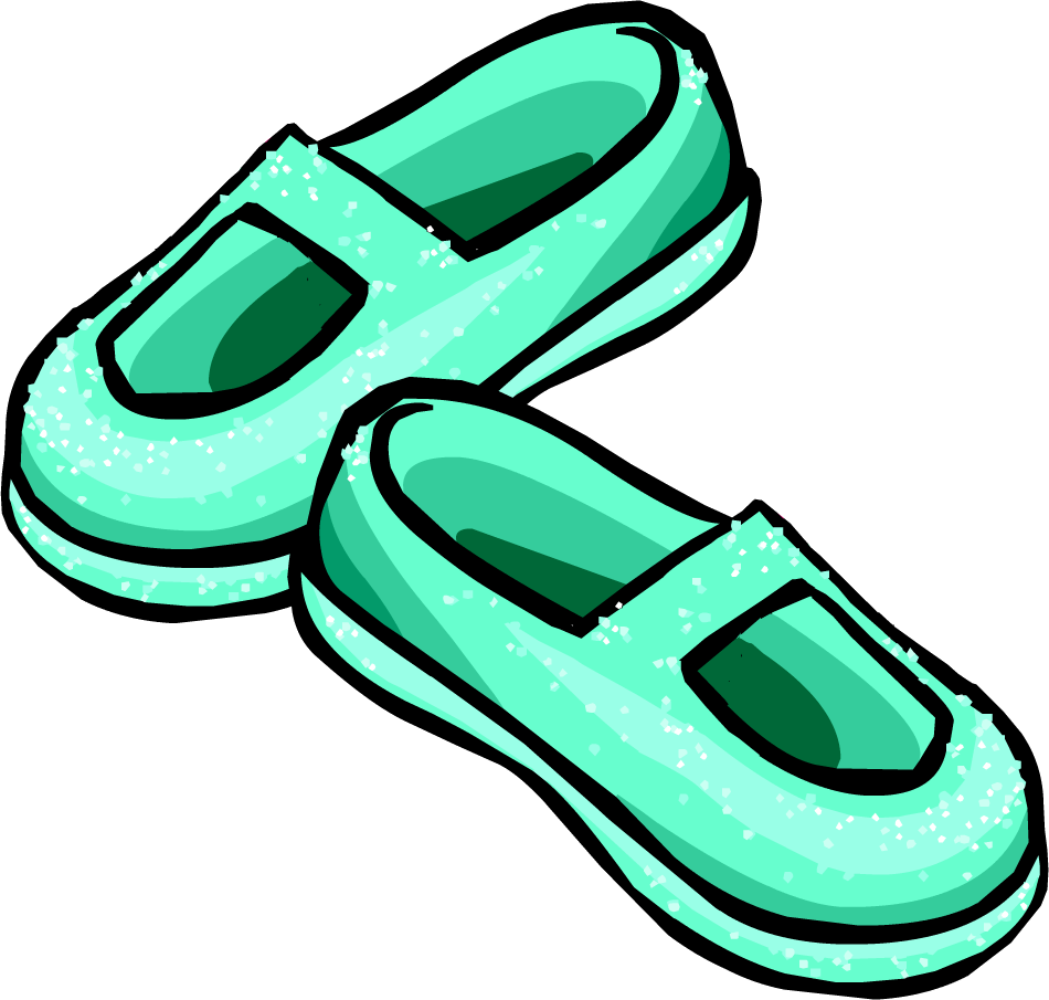 Sparkly Sea Foam Slippers Icon - Club Penguin Rare Shoes (950x905), Png Download